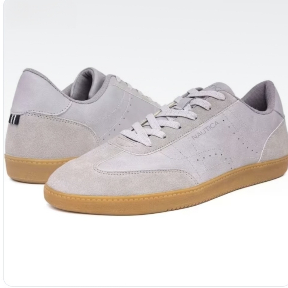 Nautica Men's US 12 Classic Low Top Lace Up Oxford Gray Sneakers Csual